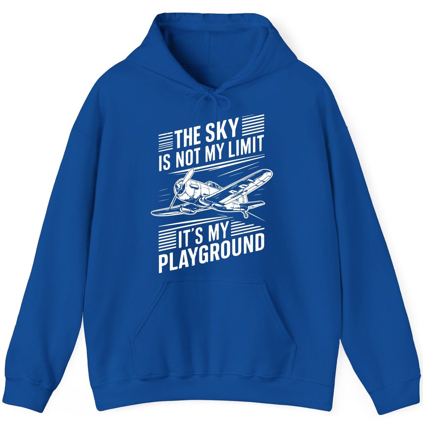 The Sky Is Not My Limit It's My Playground vintage airplane Hoodie Royal product mockup