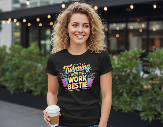 Twinning with My Work Bestie work friendship T-Shirt Black lifestyle mockup