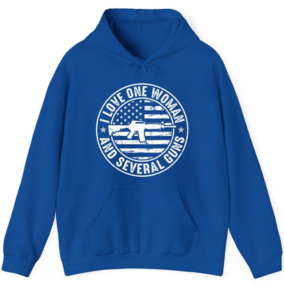 I LOVE ONE WOMAN AND Several GUNS Funny Gun Owners Hoodie - product mockup - Royal