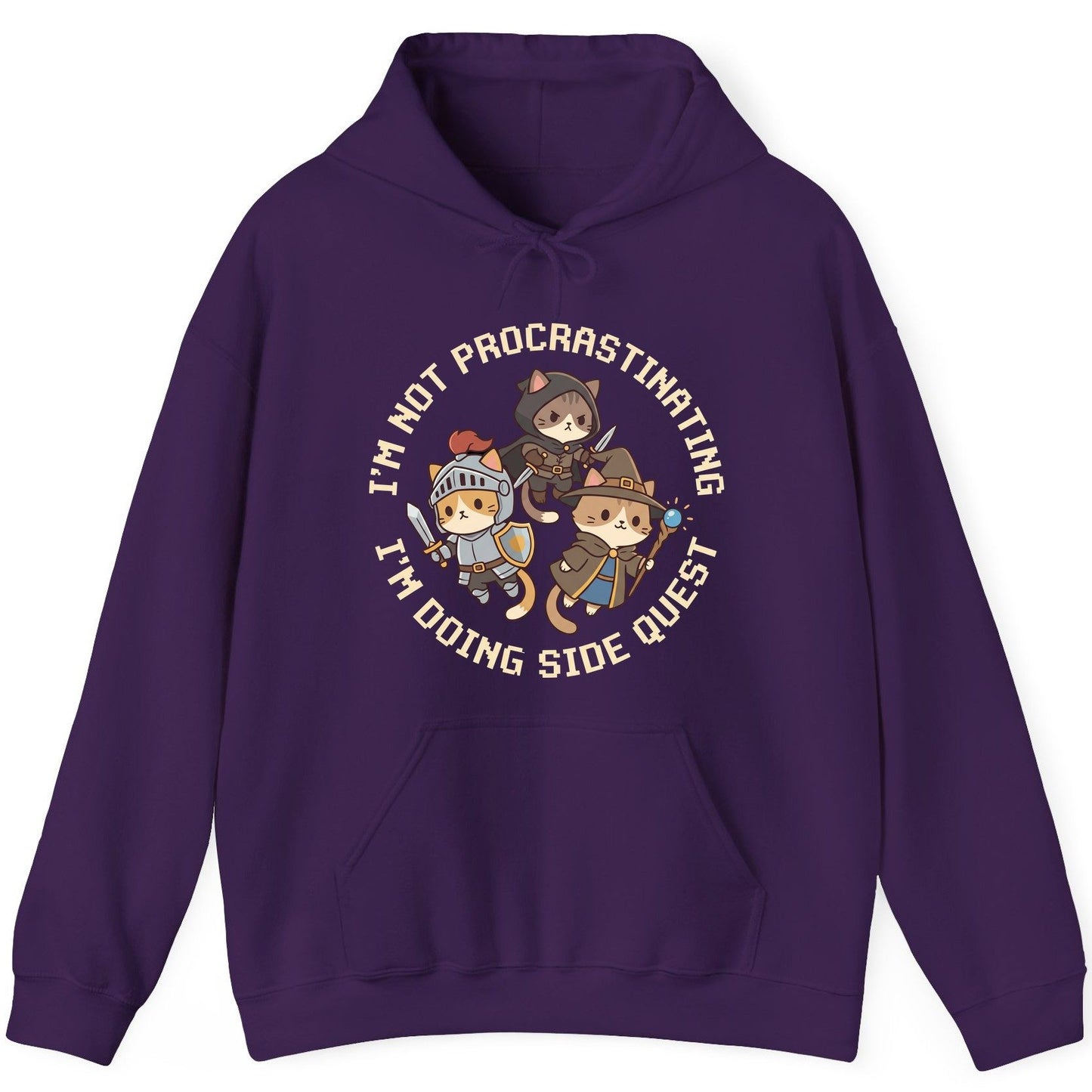 I'm Not Procrastinating I'm Doing Side Quest rpg cats Hoodie Purple product mockup