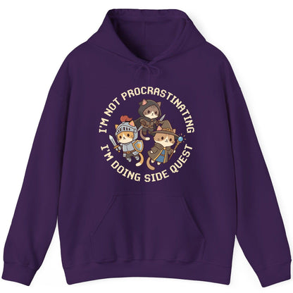 I'm Not Procrastinating I'm Doing Side Quest rpg cats Hoodie Purple product mockup