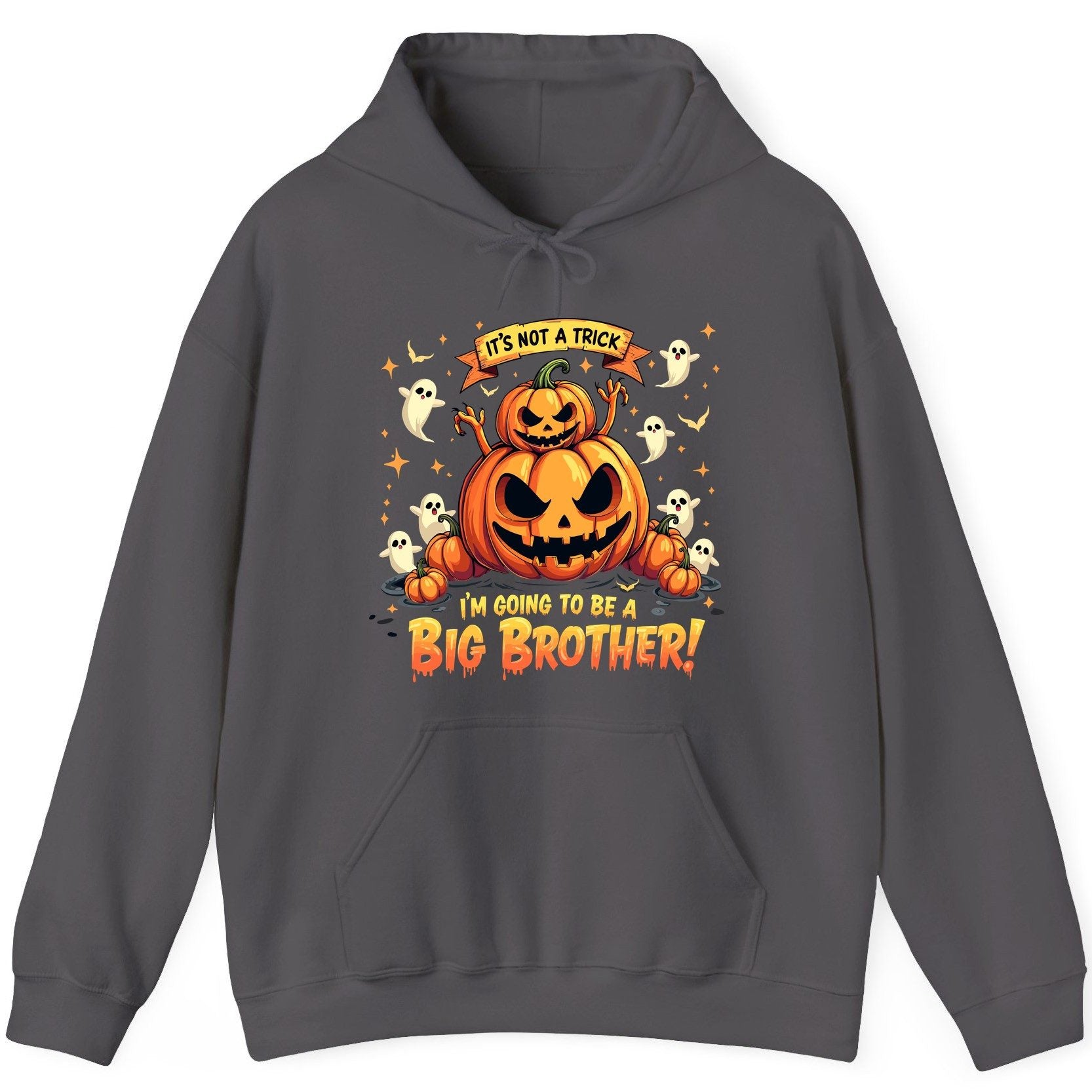 It's Not a Trick I'm Going to Be a Big Brother! Halloween big brother announcement Hoodie Charcoal product mockup