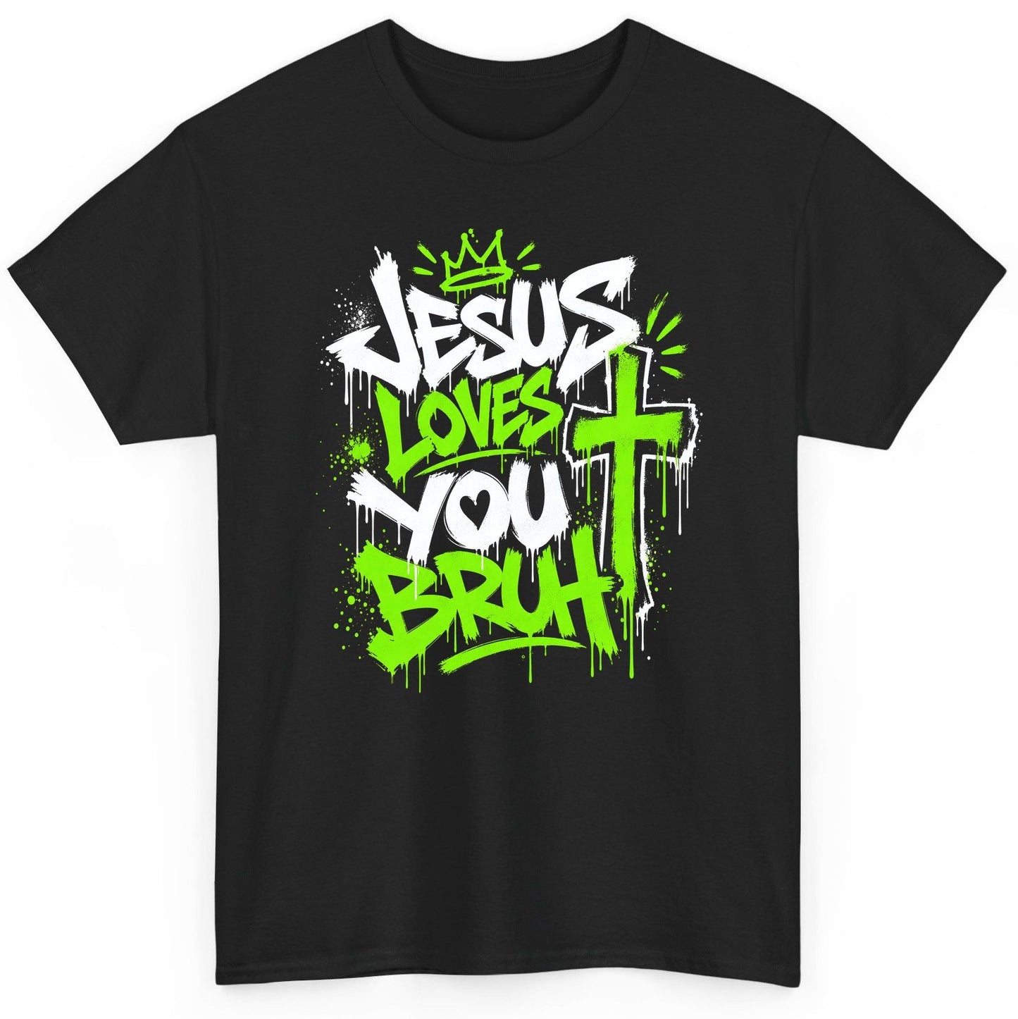 Jesus Loves You Bruh Christian T-Shirt - product mockup - Black