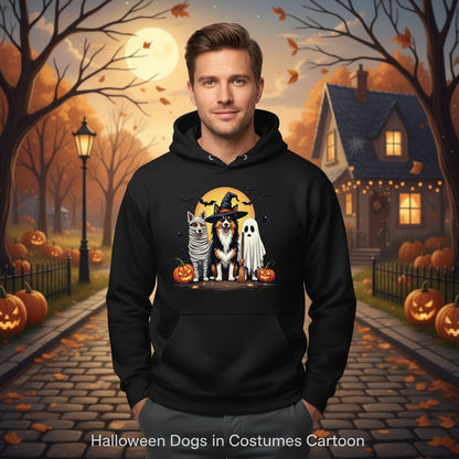 Halloween Dogs in Costumes Halloween dogs Hoodie Black lifestyle mockup
