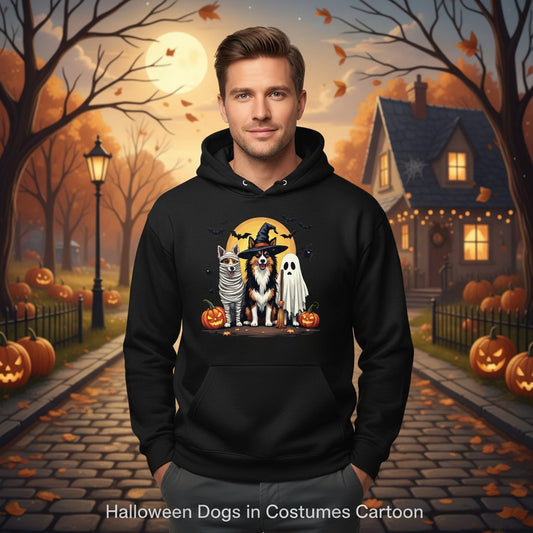 Halloween Dogs in Costumes Halloween dogs Hoodie Black lifestyle mockup