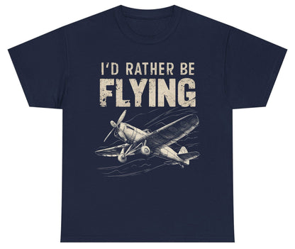 I'd Rather Be Flying vintage propeller plane Youth T-Shirt Navy product mockup