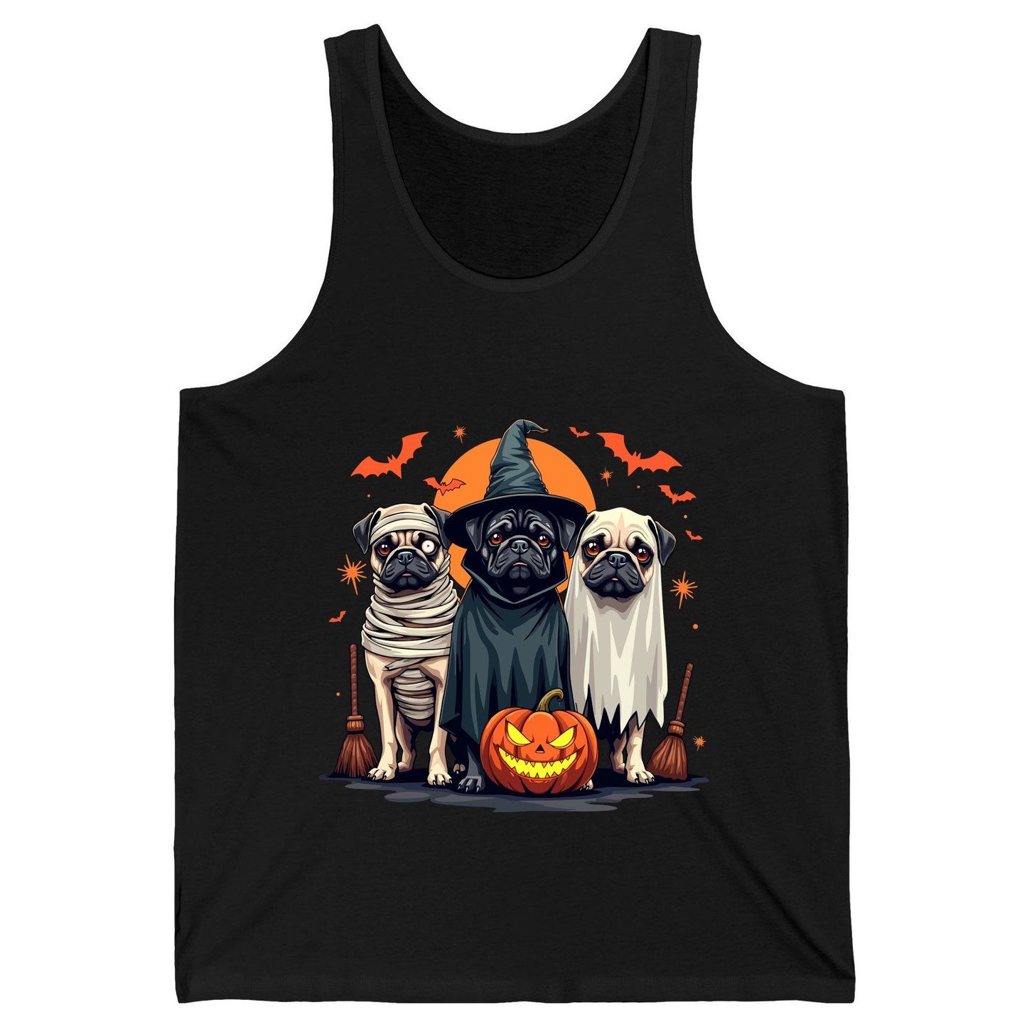 Halloween Pugs Costumes pugs Tank Top Black product mockup