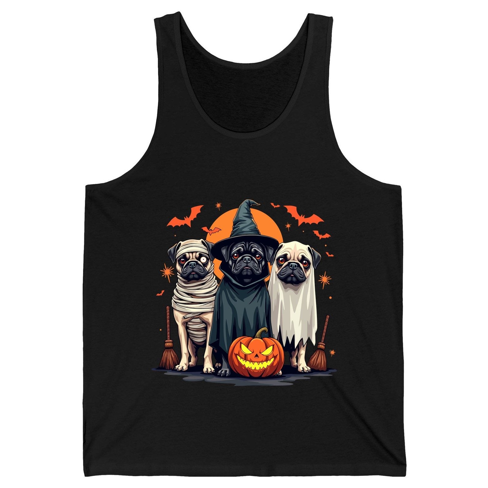 Halloween Pugs Costumes pugs Tank Top Black product mockup