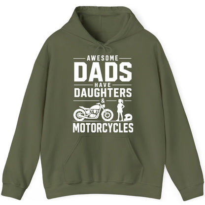 Awesome Dads Have Daughters & Motorcycles motorcycle dad Hoodie Military Green product mockup