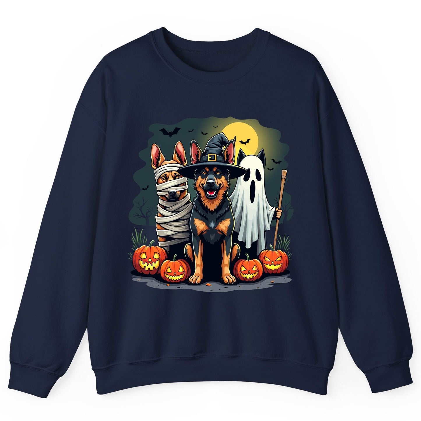 Halloween Dogs in Costumes Halloween dogs Sweatshirt Navy product mockup