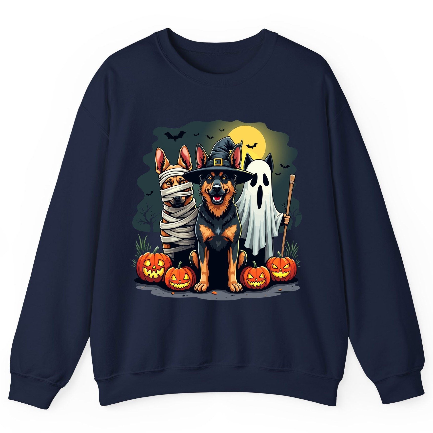 Halloween Dogs in Costumes Halloween dogs Sweatshirt Navy product mockup