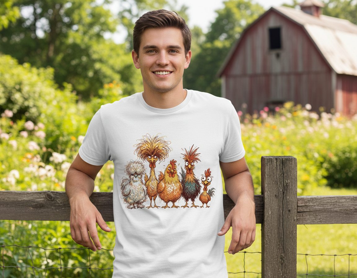 Funny Scribble Art Chickens chickens T-Shirt White lifestyle mockup