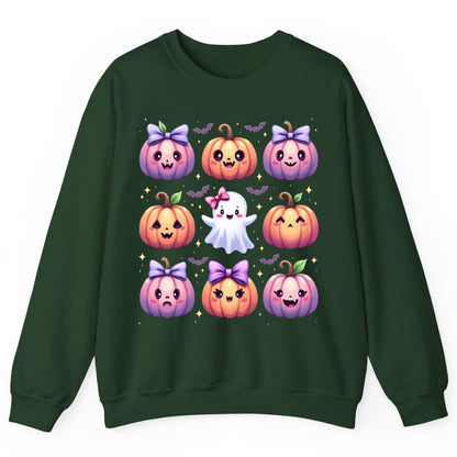 Kawaii Halloween Pumpkins kawaii Halloween Sweatshirt Forest Green product mockup
