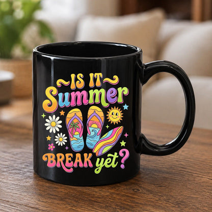 Is It Summer Break Yet Retro Vacation Black Mug - product mockup - Black