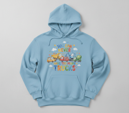 You Can Never Have Too Many Trucks Watercolor Design Hoodie - Light Blue