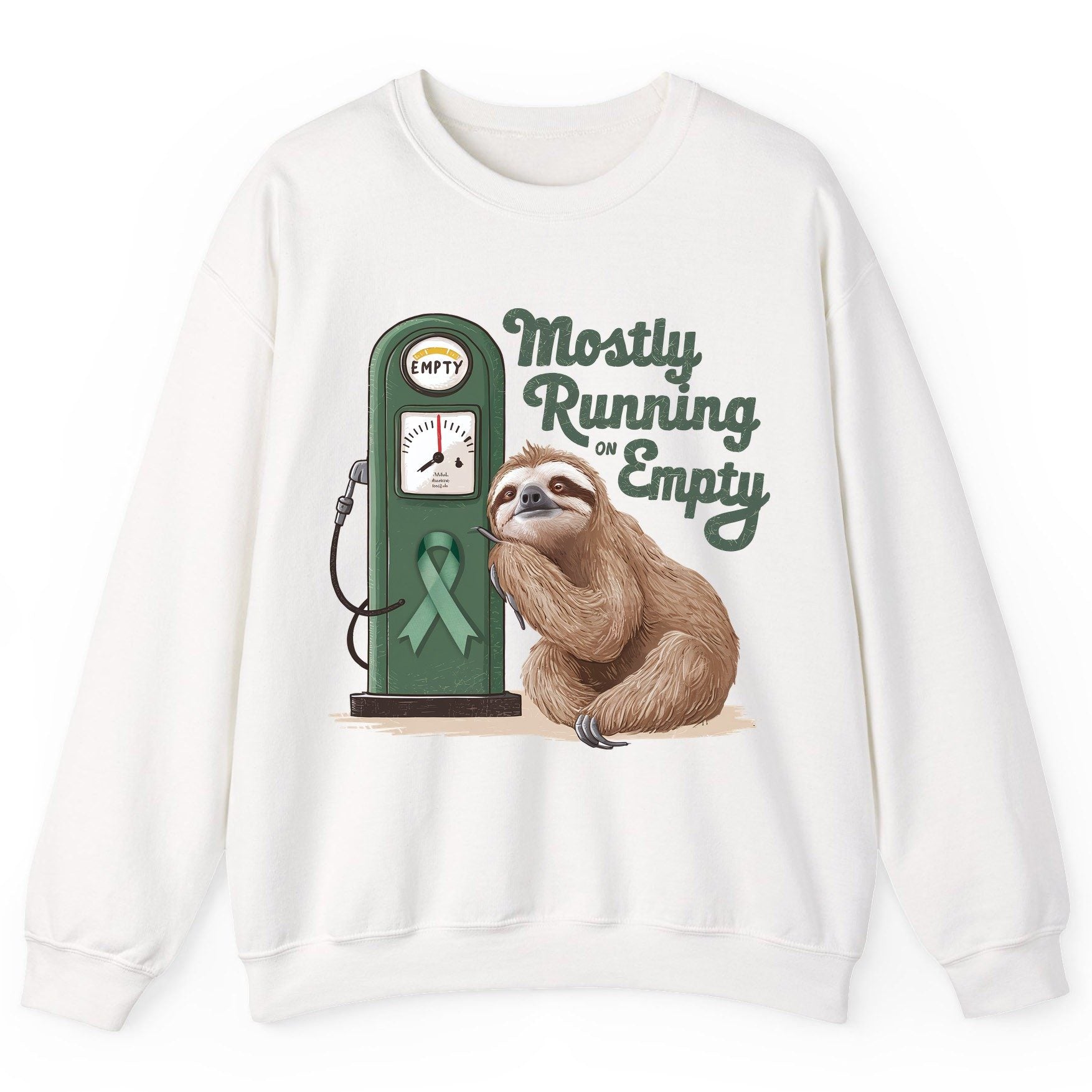 Mostly Running on Empty sloth Sweatshirt White product mockup