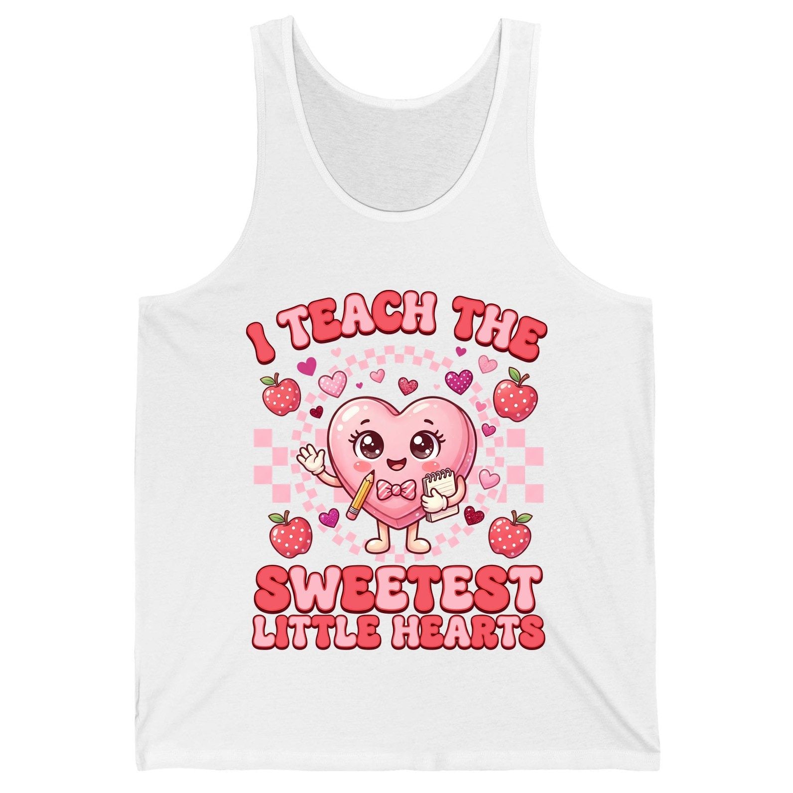 I Teach the Sweetest Little Hearts teaching Tank Top White product mockup