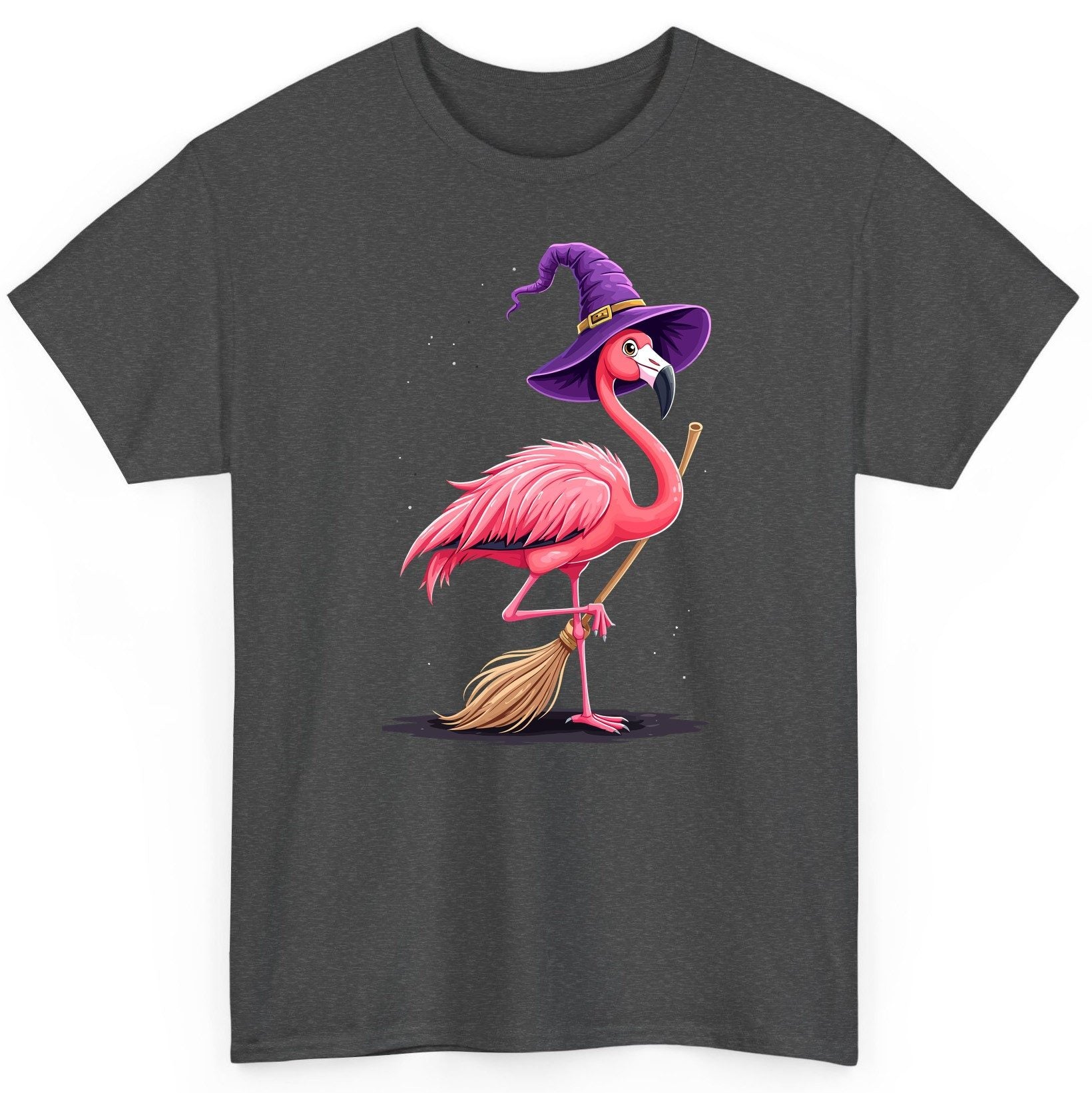 Witch Flamingo flamingo T-Shirt Dark Heather product mockup