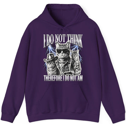 I Do Not Think Therefore I Do Not Am cats Hoodie Purple product mockup