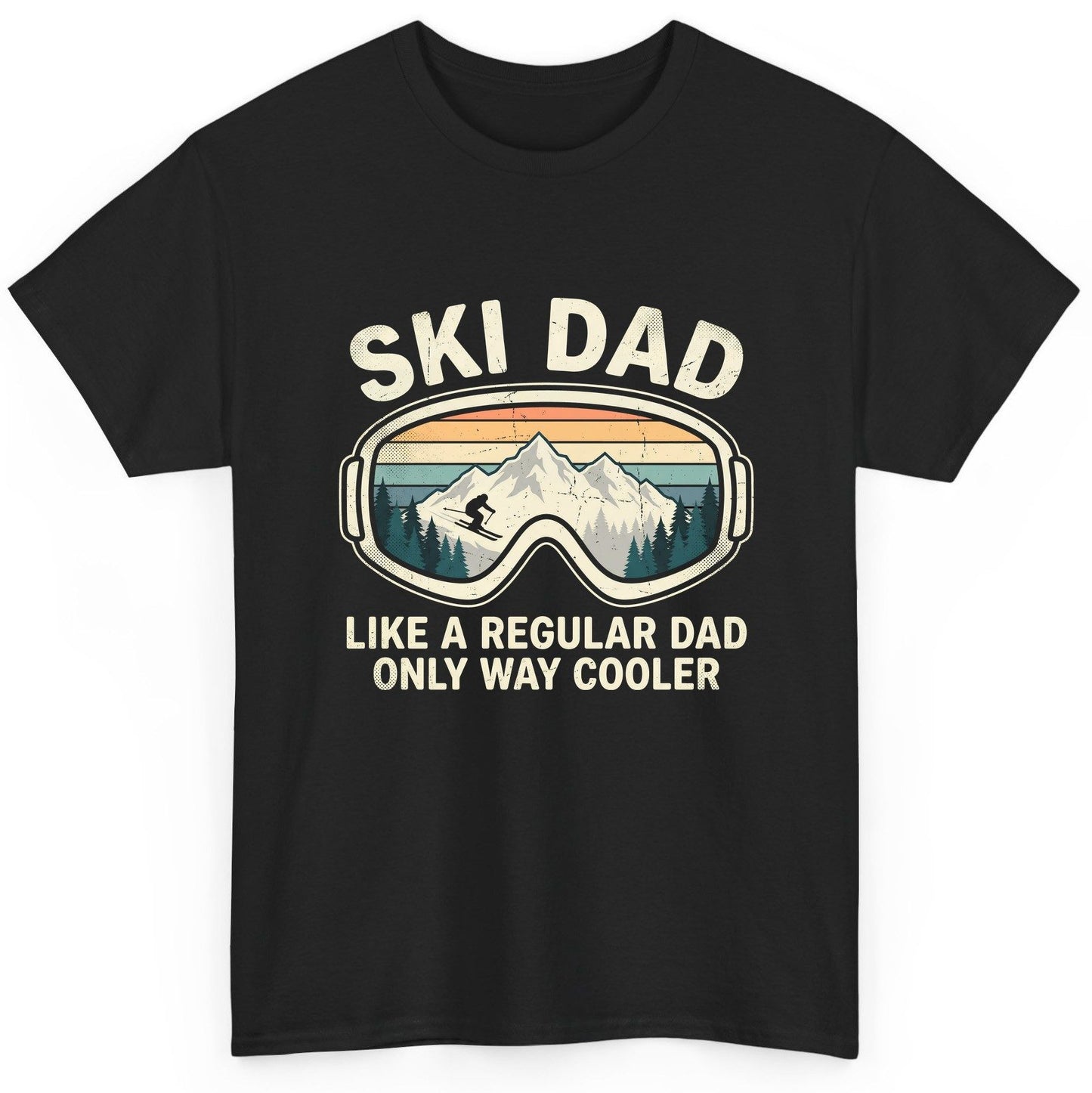 Ski Dad Like a Regular Dad Only Way Cooler skiing T-Shirt Black product mockup