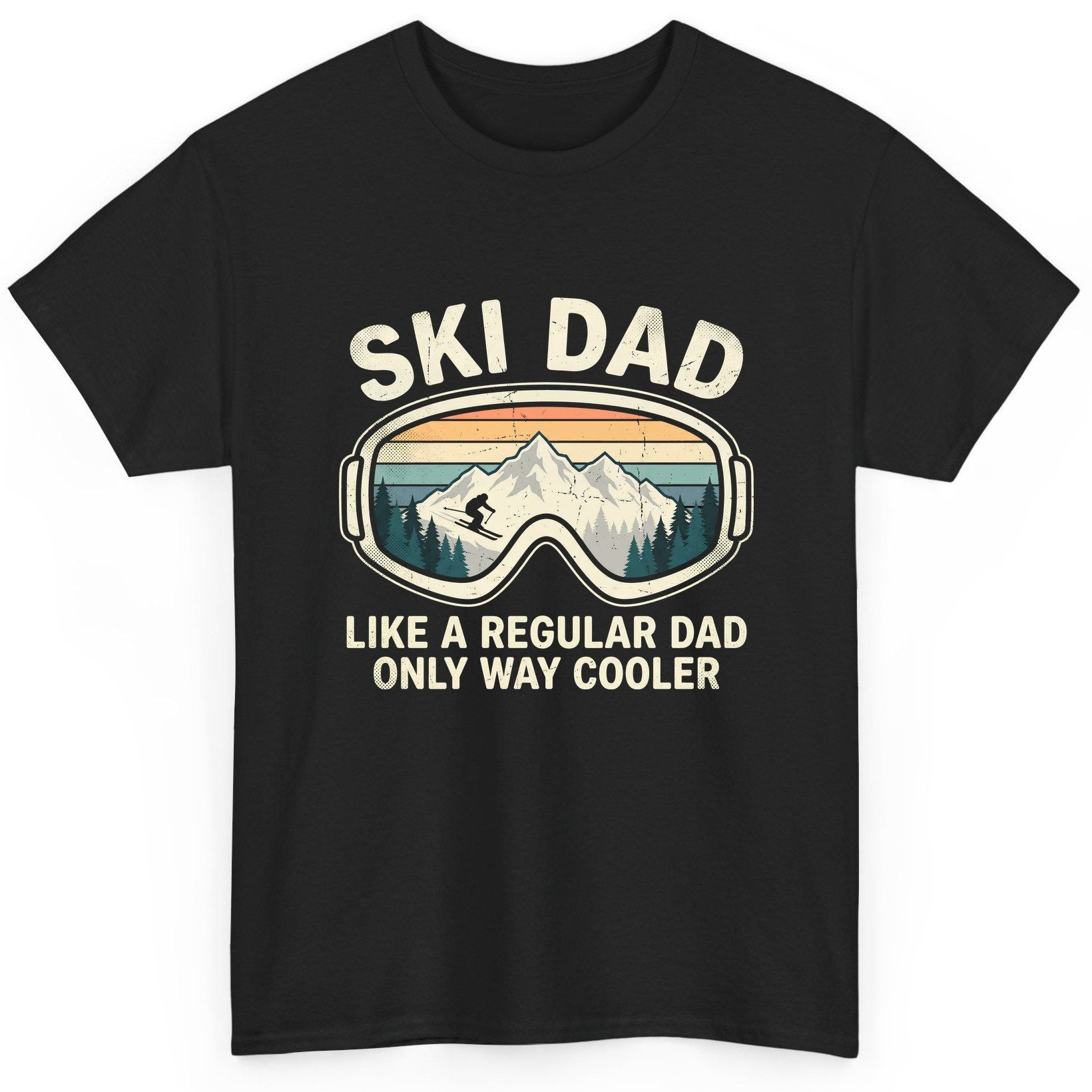 Ski Dad Like a Regular Dad Only Way Cooler skiing T-Shirt Black product mockup