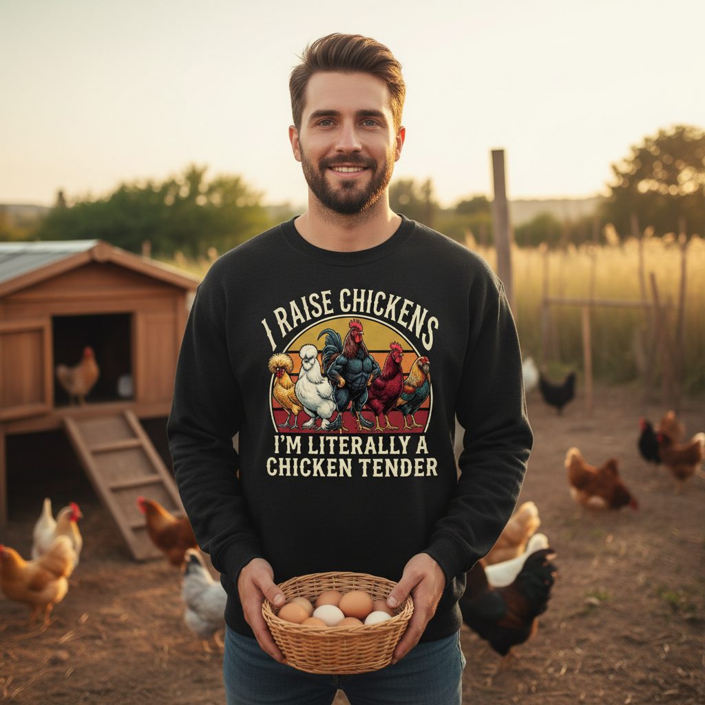I Raise Chickens I'm Literally a Chicken Tender chickens Sweatshirt Black lifestyle mockup