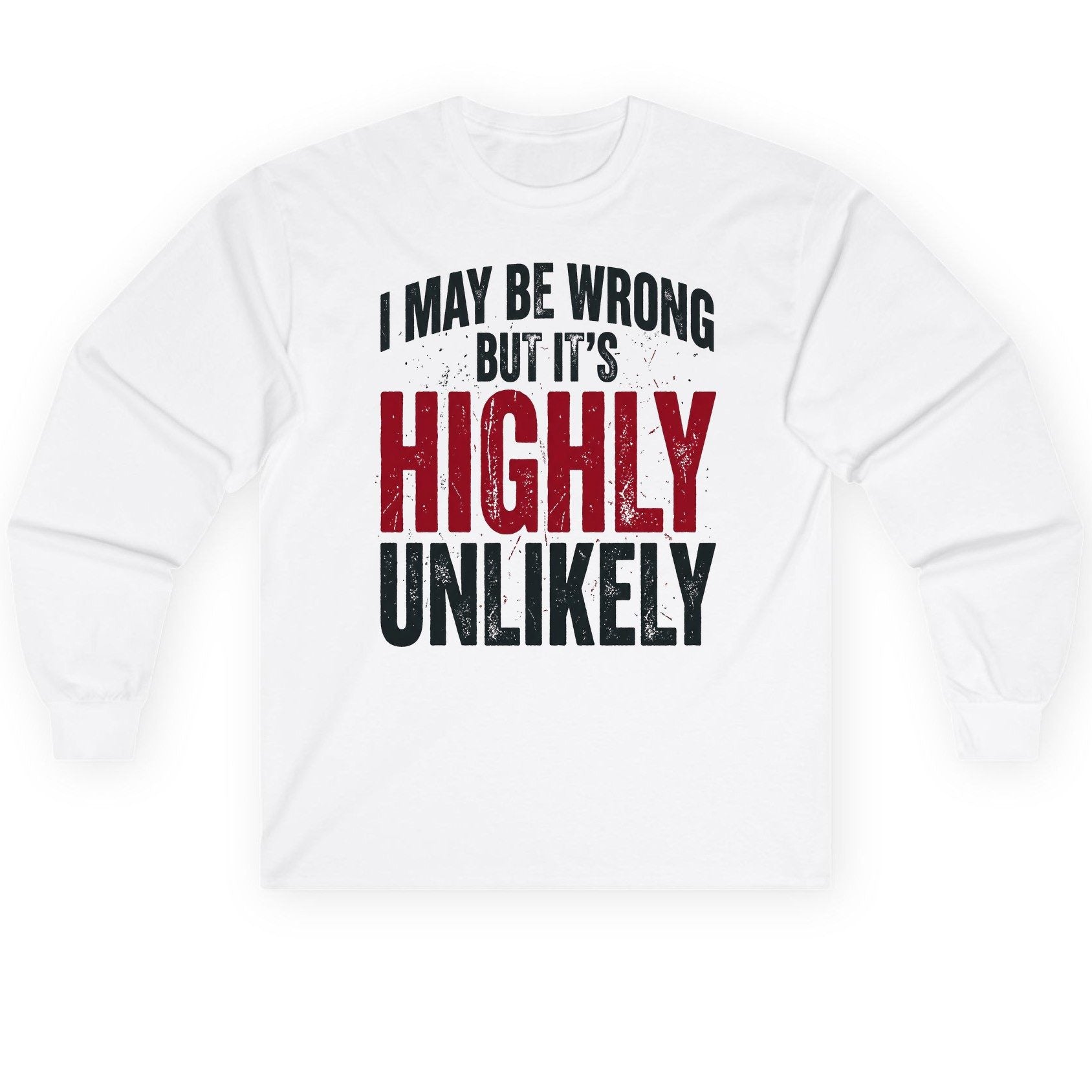 I May Be Wrong but It's Highly Unlikely Long Sleeve Tee - product mockup - White
