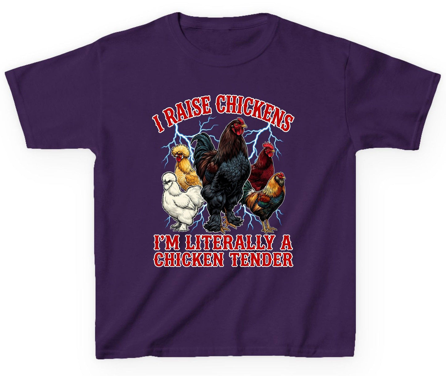 I Raise Chickens I'm Literally a Chicken Tender chickens Youth T-Shirt Purple product mockup