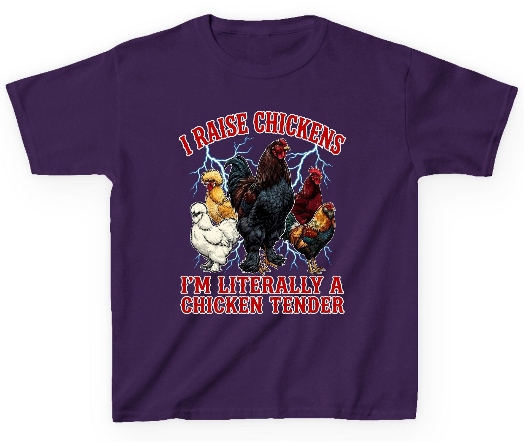 I Raise Chickens I'm Literally a Chicken Tender chickens Youth T-Shirt Purple product mockup