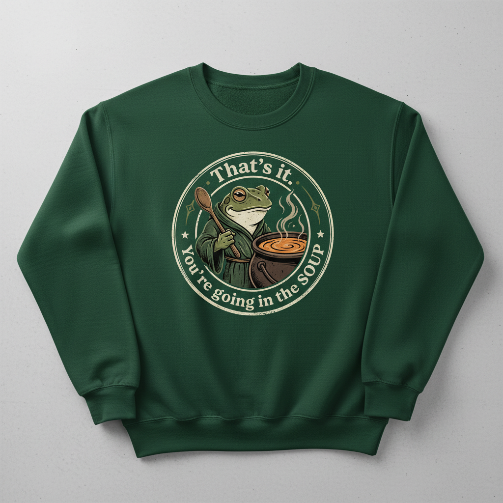That's It You're Going In The Soup Frog Meme Sweatshirt - Forest Green