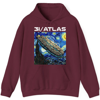 31 Atlas van gogh sci-fi mashup Hoodie Maroon product mockup