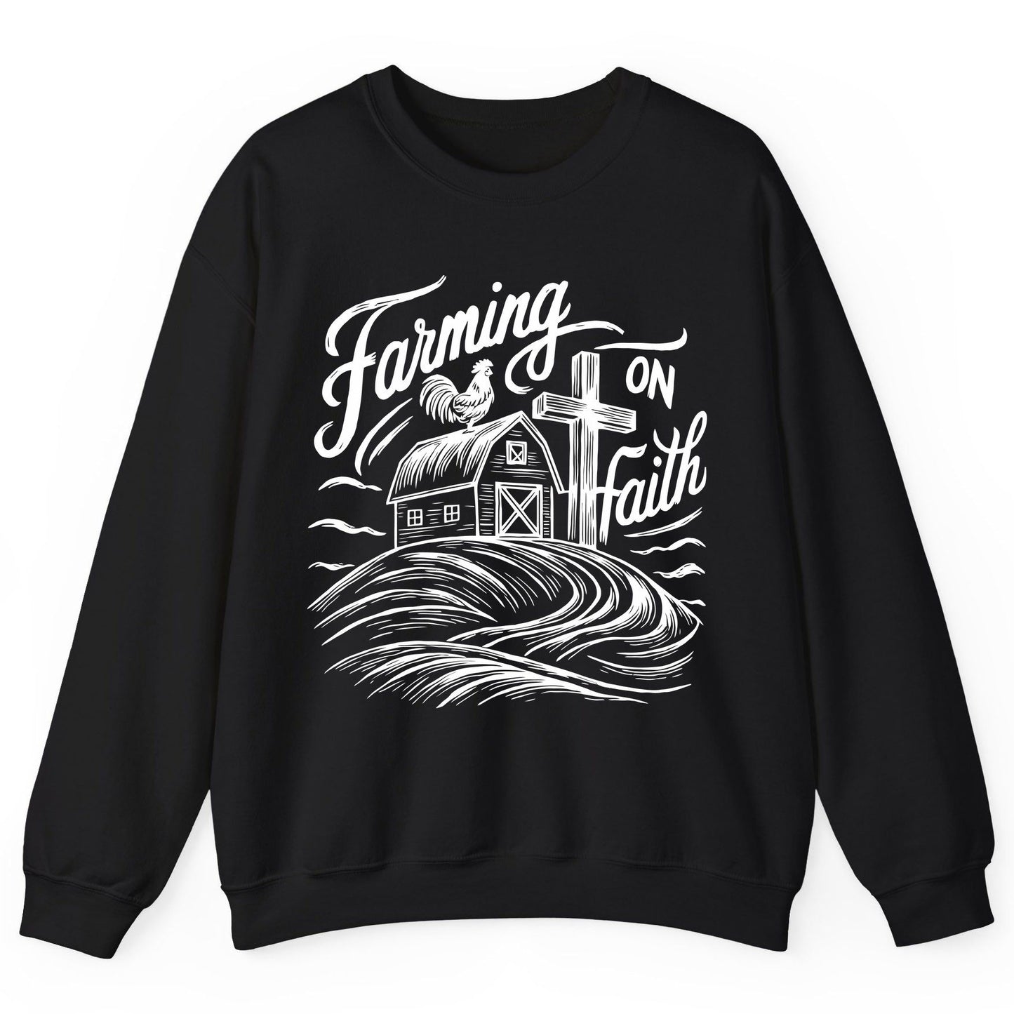 Farming on Faith christian farming Sweatshirt Black product mockup