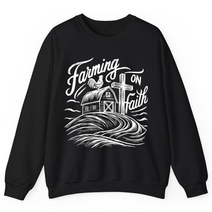 Farming on Faith christian farming Sweatshirt Black product mockup