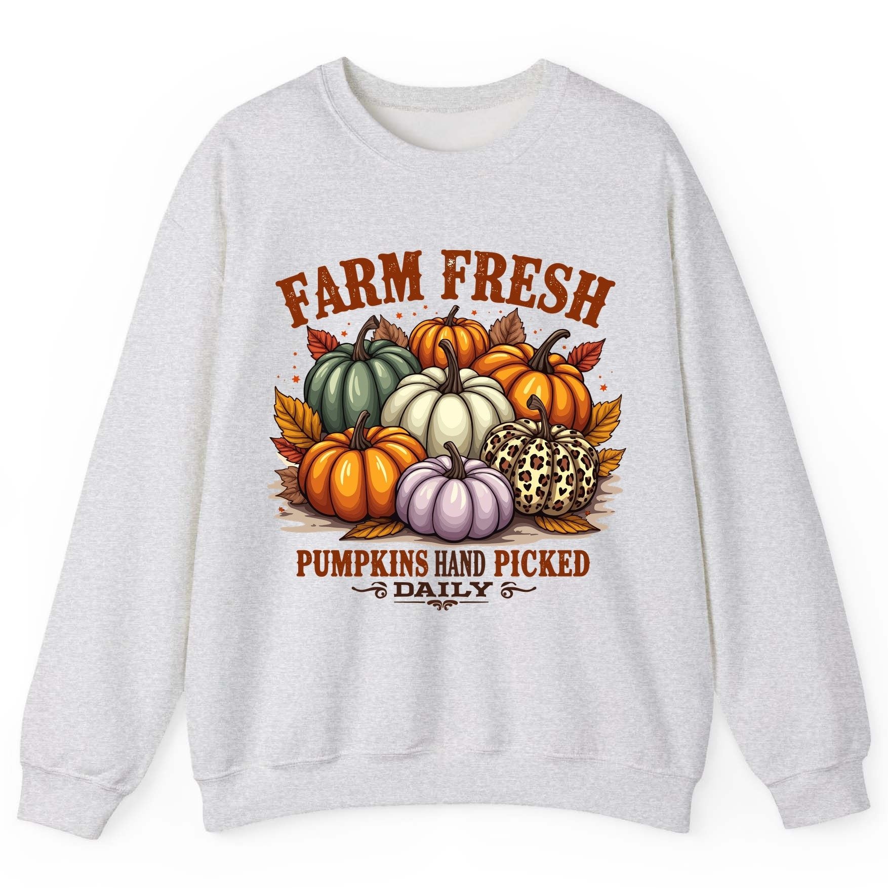 Farm Fresh Pumpkins Hand Picked Daily autumn pumpkins Sweatshirt Ash product mockup