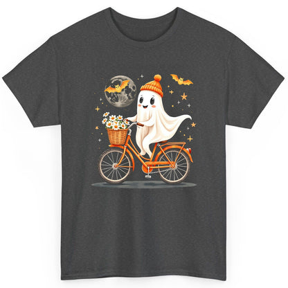 Cute Ghost on Bicycle cute ghost T-Shirt Dark Heather product mockup