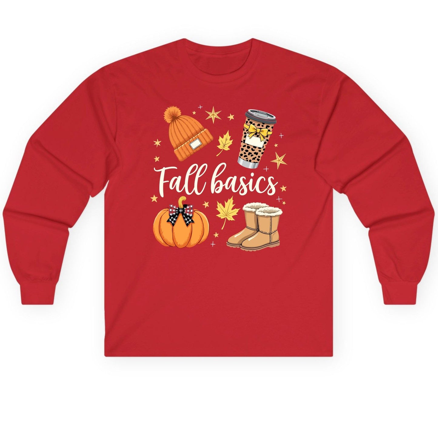 Fall Basics autumn essentials Long Sleeve Tee Red product mockup