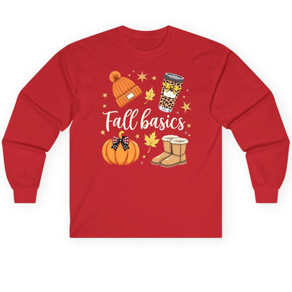 Fall Basics autumn essentials Long Sleeve Tee Red product mockup