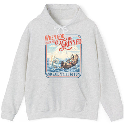 When God Made Me He Grinned and Said 'This'll Be FUN' Hoodie - product mockup - Ash