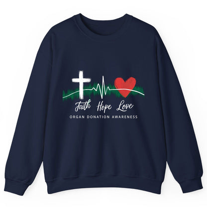 Faith Hope Love Organ Donation Awareness organ donation awareness Sweatshirt Navy product mockup