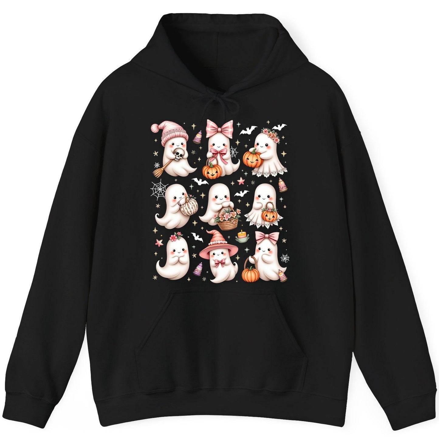 Cute Pink Halloween Ghosts cute Halloween ghosts Hoodie Black product mockup