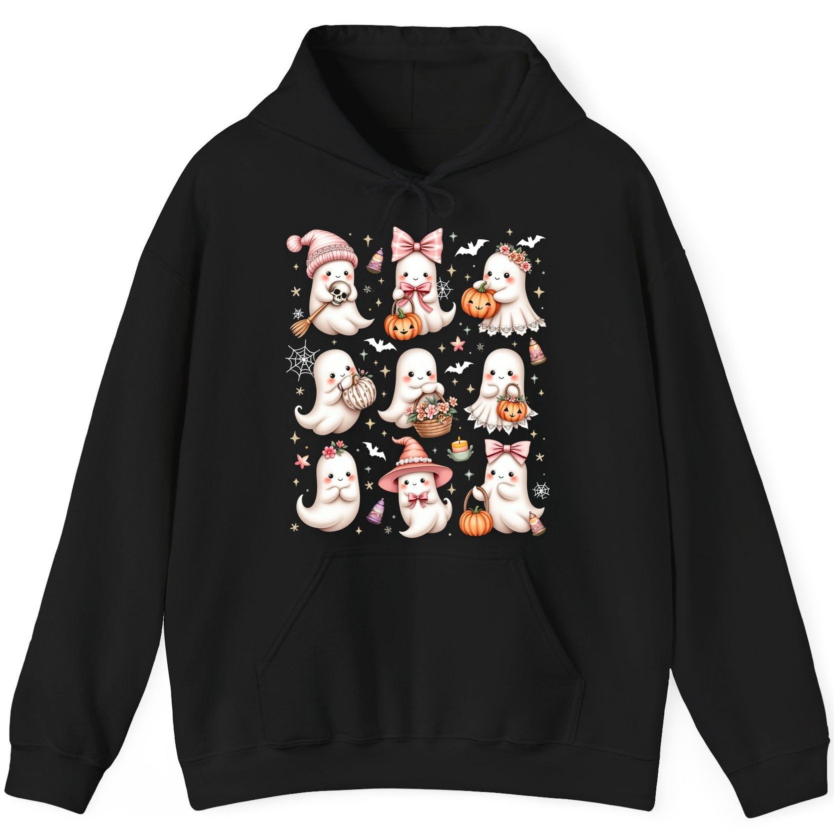 Cute Pink Halloween Ghosts cute Halloween ghosts Hoodie Black product mockup
