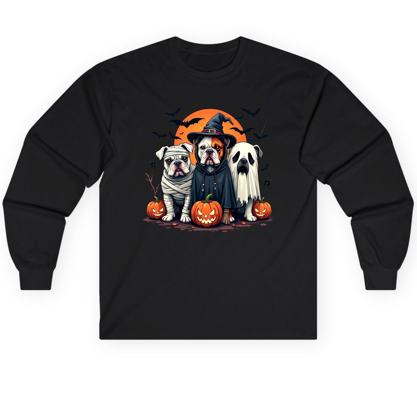 Halloween Bulldogs Costumes Halloween bulldogs Long Sleeve Tee Black product mockup