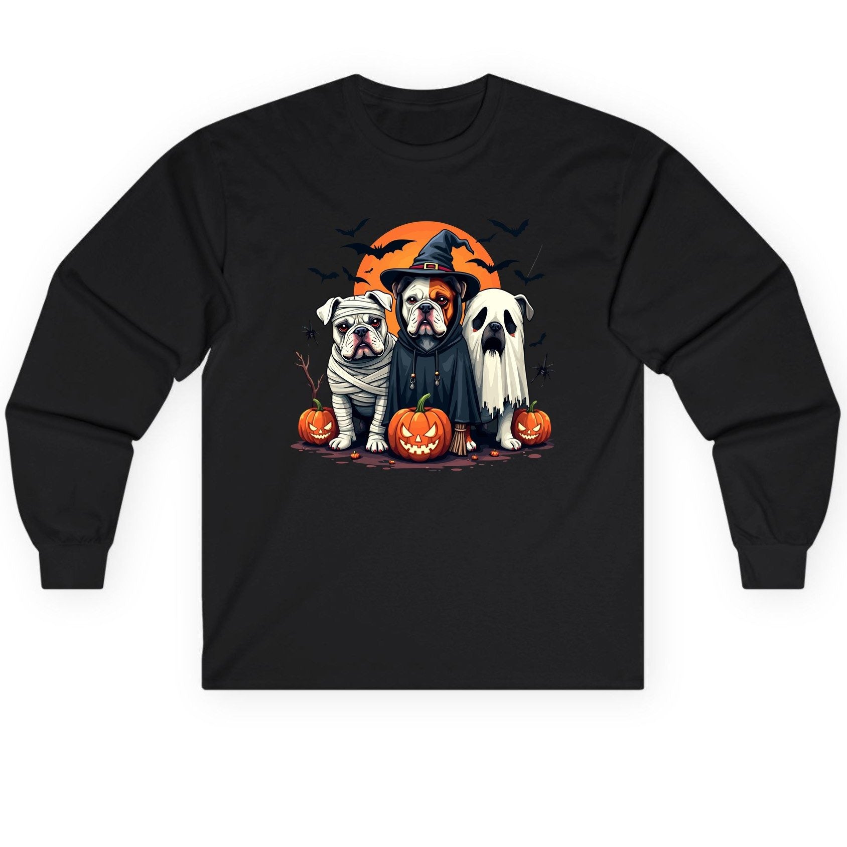 Halloween Bulldogs Costumes Halloween bulldogs Long Sleeve Tee Black product mockup