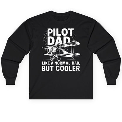 Pilot Dad, Like a Normal Dad, but Cooler pilot dad Long Sleeve Tee Black product mockup