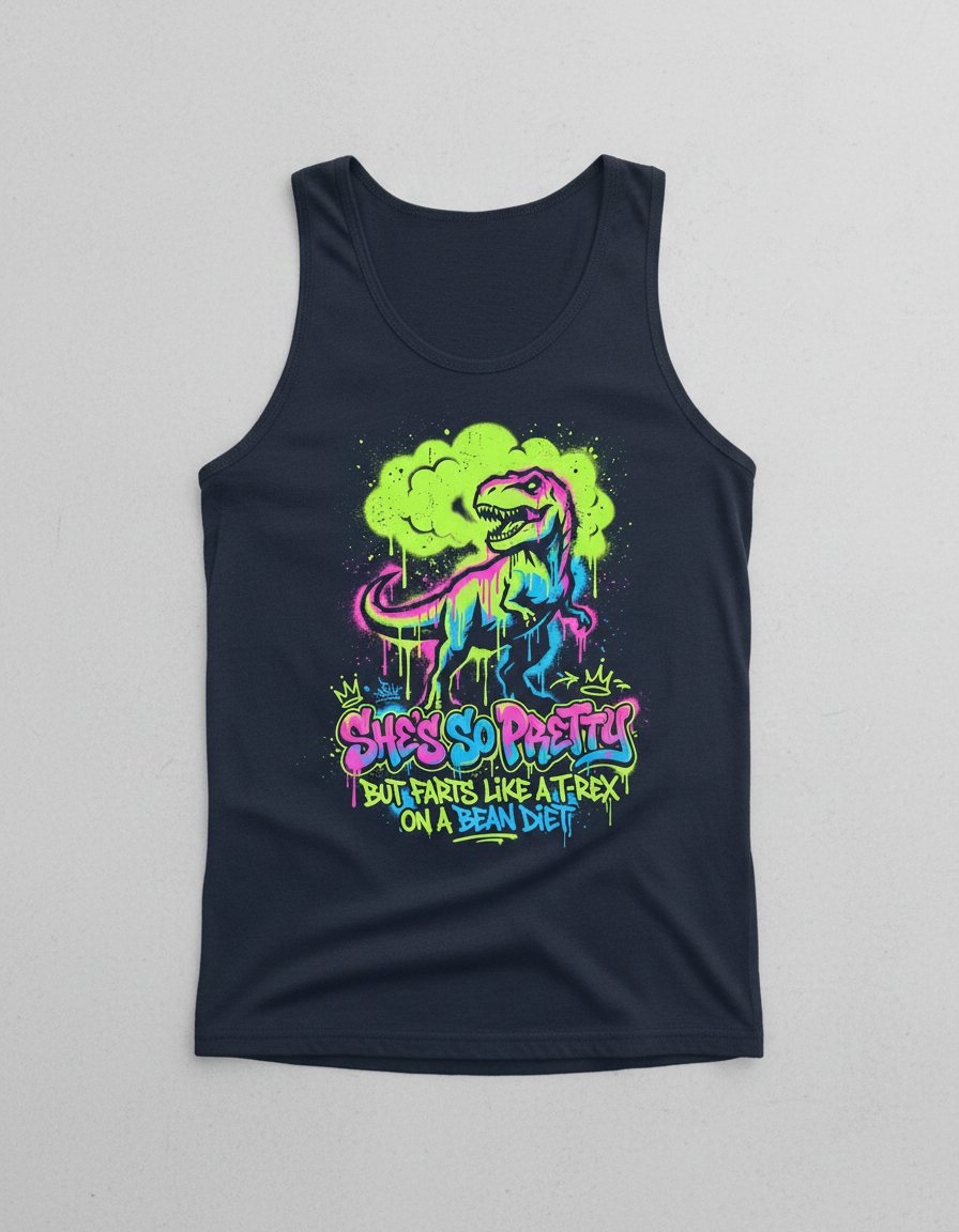 She's So Pretty But Farts Like A T-Rex Graffiti Art Tank Top - Navy