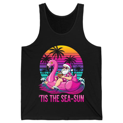 'Tis the Sea-Sun tropical santa claus Tank Top Black product mockup