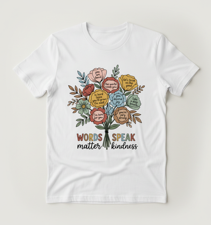 Floral Bouquet of Kindness Positive Affirmations T-Shirt - White