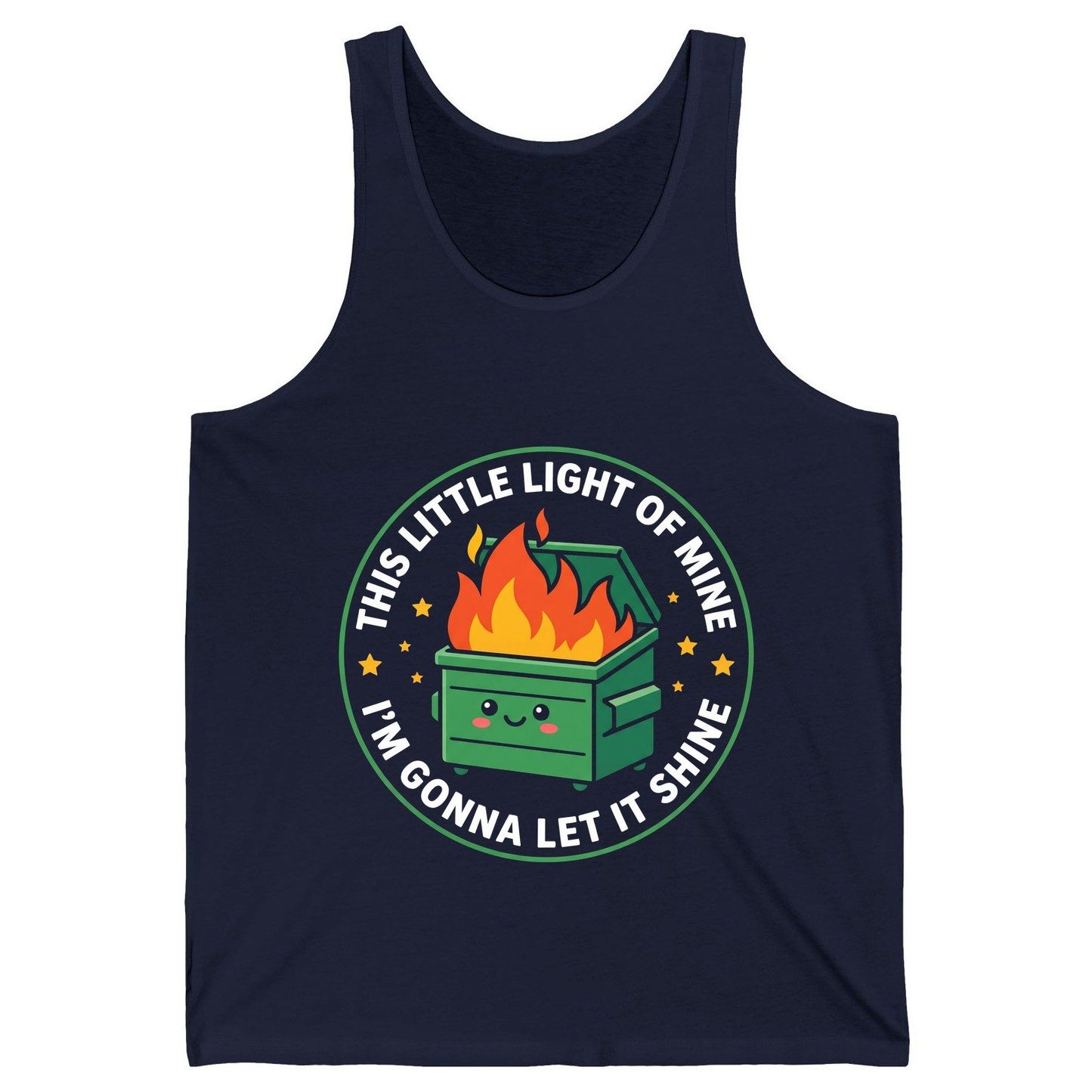 This little light of mine I'm gonna let it shine Dumpster Fire Tank Top Navy product mockup