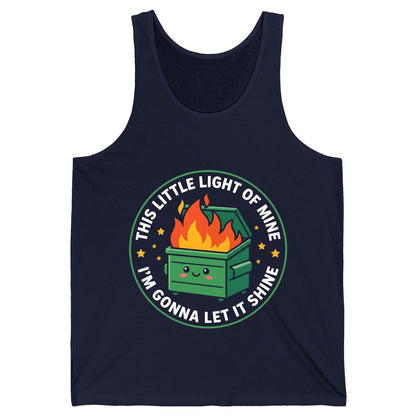 This little light of mine I'm gonna let it shine Dumpster Fire Tank Top Navy product mockup