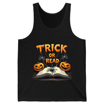 Trick or Read Halloween reading Tank Top Black product mockup